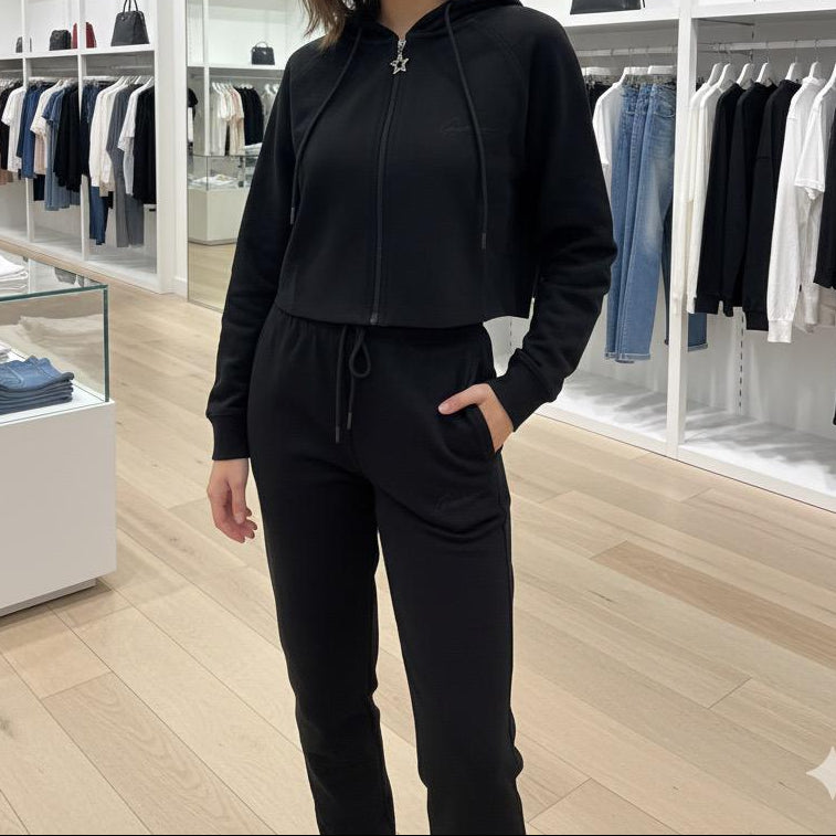 Luxury Elegant Black Tracksuit for Women