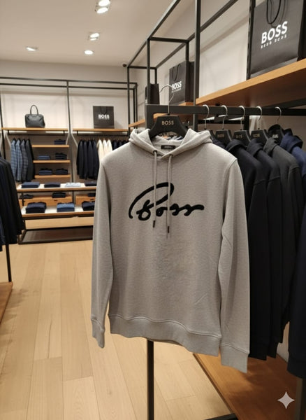 Luxury Imported Grey Signature Logo Hoodie for Men