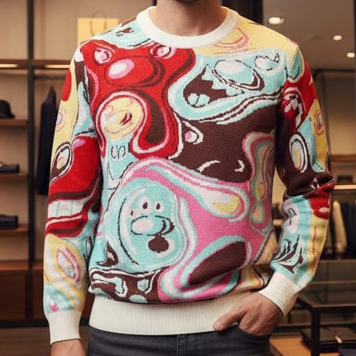 Colorful Abstract Art Knit Pullover
