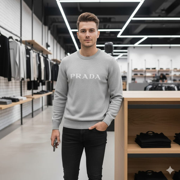Premium Classic Grey  Logo Pullover for Men