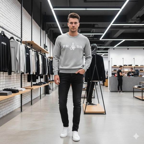 Premium Classic Grey  Logo Pullover for Men