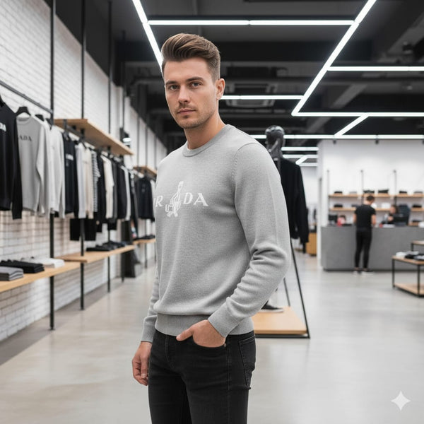 Premium Classic Grey  Logo Pullover for Men