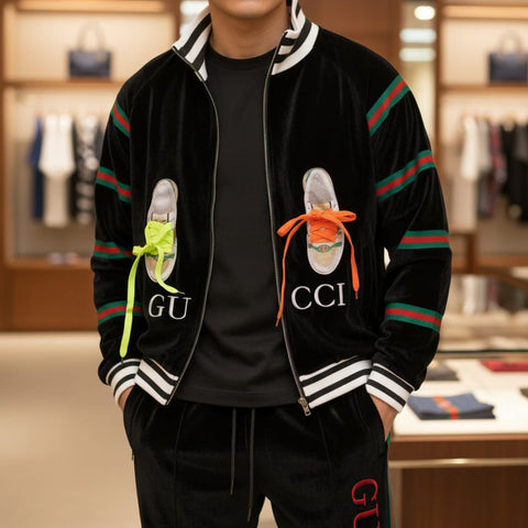 Premium Trendy Black Tracksuit with Signature Stripe Detail