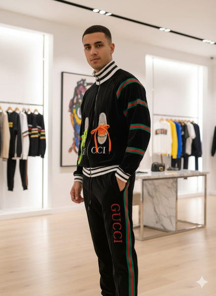 Premium Trendy Black Tracksuit with Signature Stripe Detail