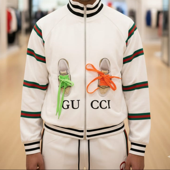 Premium Trendy White Tracksuit with Signature Stripe Detail