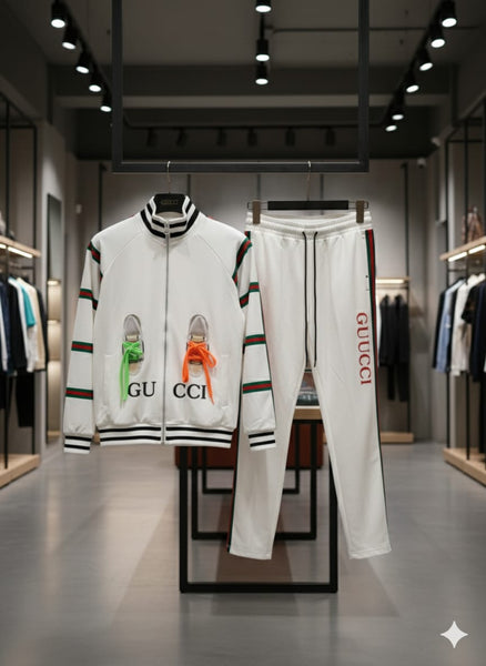 Premium Trendy White Tracksuit with Signature Stripe Detail