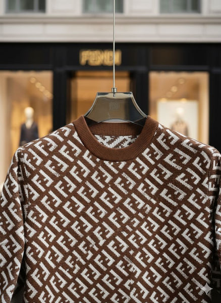 Luxury Brown Monogram Knit Sweater