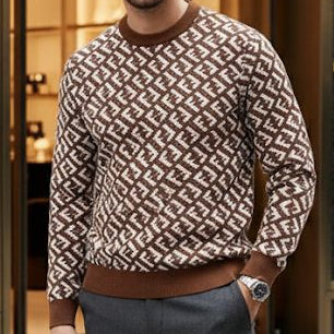 Luxury Brown Monogram Knit Sweater