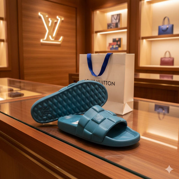 Luxury  Mule Maxi  Sky Blue Damier Sandals