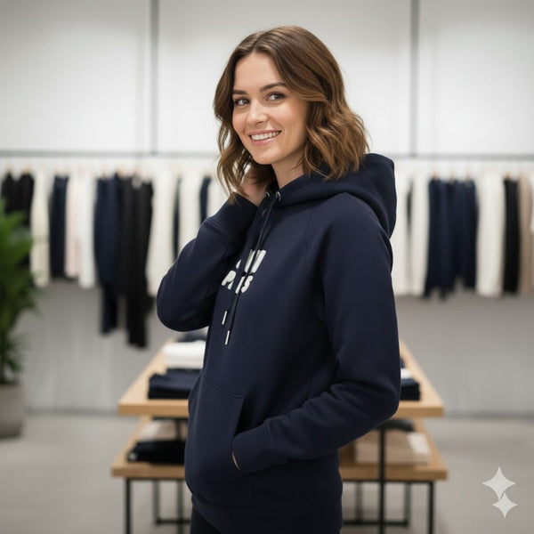 Premium Navy Blue Cozy & Warm Initial  Logo Hoodie