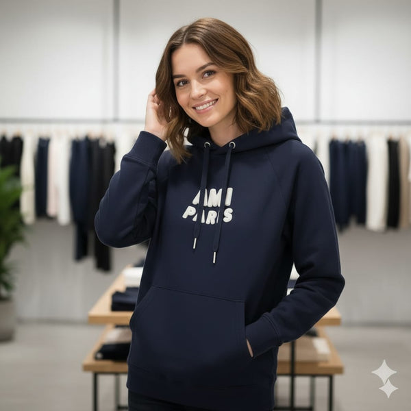 Premium Navy Blue Cozy & Warm Initial  Logo Hoodie