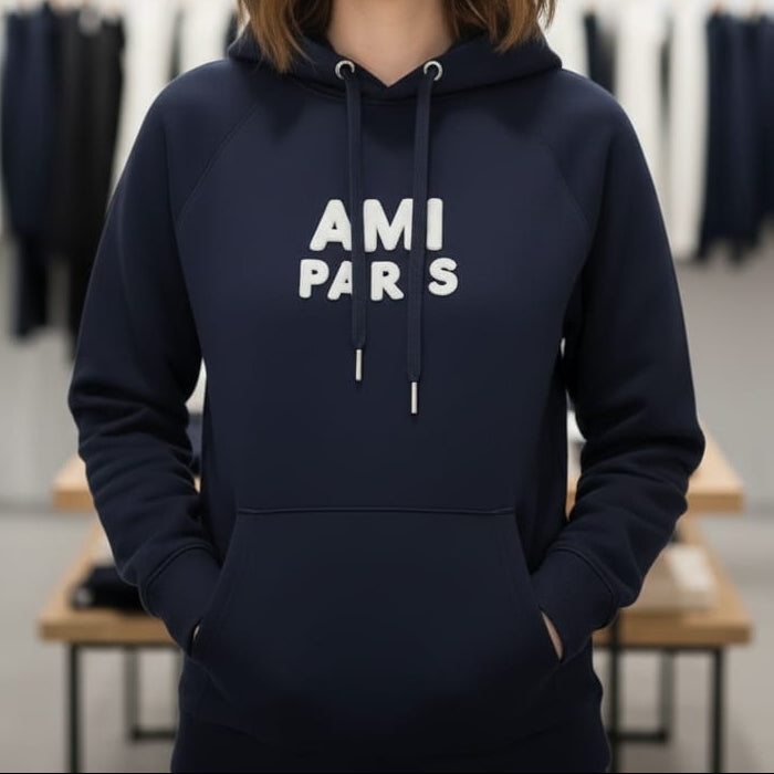 Premium Navy Blue Cozy & Warm Initial  Logo Hoodie