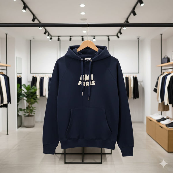 Premium Navy Blue Cozy & Warm Initial  Logo Hoodie