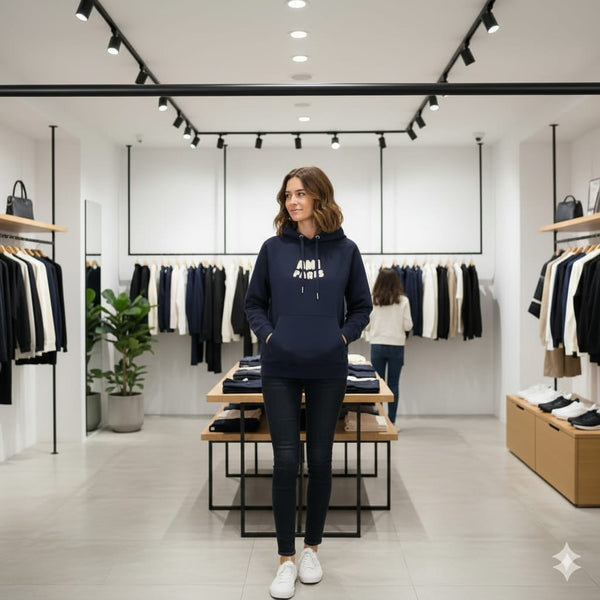 Premium Navy Blue Cozy & Warm Initial  Logo Hoodie