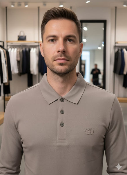 Premium Men's Long-Sleeve Polo Shirt