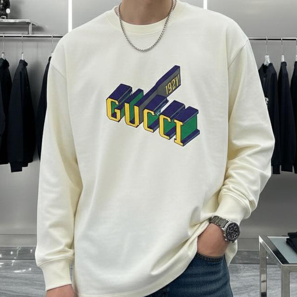Premium Cream Designer Sweatshirt with 3D Logo Print