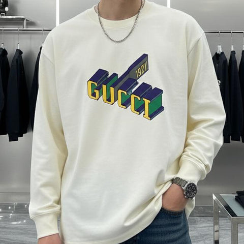 Premium Cream Designer Sweatshirt with 3D Logo Print