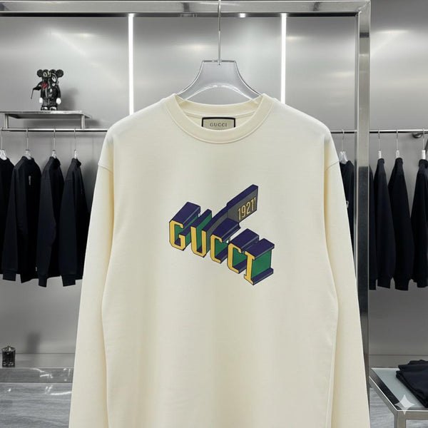 Premium Cream Designer Sweatshirt with 3D Logo Print