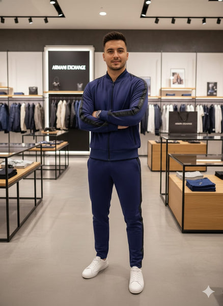Imported Navy Blue Designer Tracksuit Set