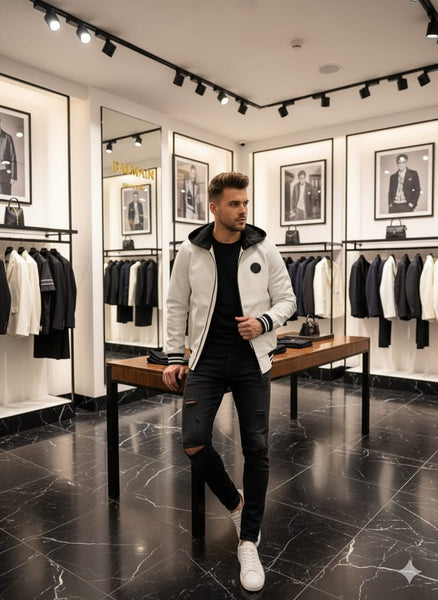 Luxury Hooded Leather Bomber Jacket