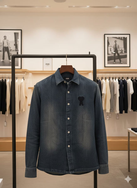 Classic Denim Shirt with Signature Brand Logo