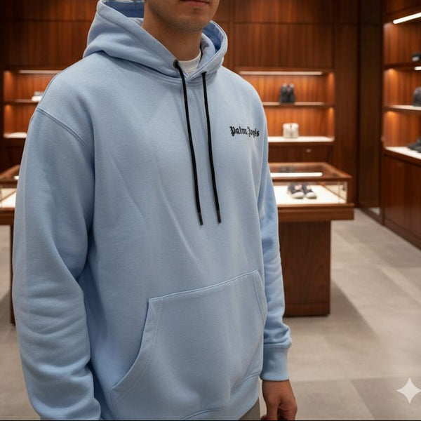 Luxury Imported Sky blue Logo Hoodie