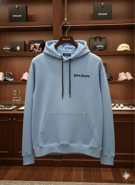 Luxury Imported Sky blue Logo Hoodie