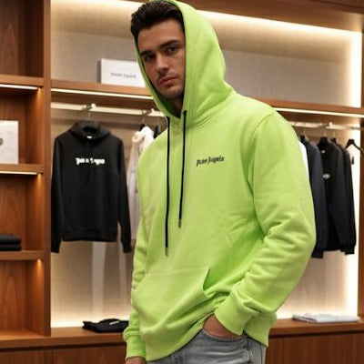 Luxury Imported  Neon Green Logo Hoodie