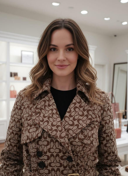 Premium Brown Monogram Trench Coat  Classic, Chic & Elegant