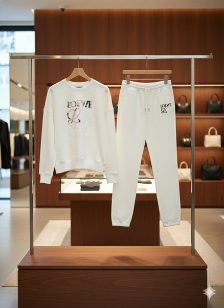 White Logo Co-Ord Set  Premium Luxury Casual Wear