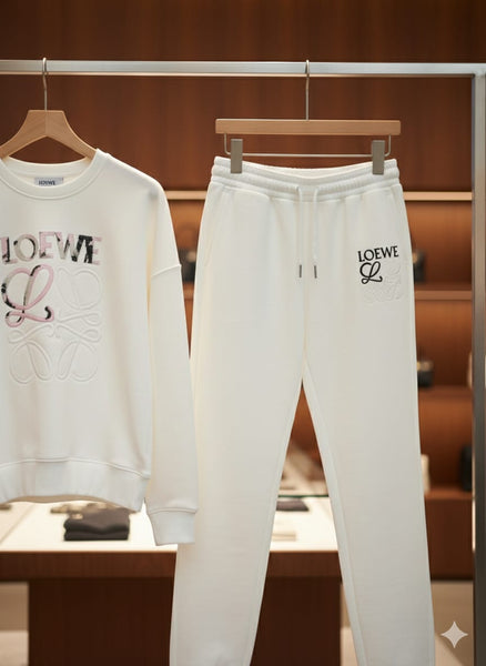 White Logo Co-Ord Set  Premium Luxury Casual Wear