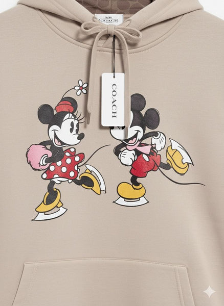Cartoon Printed Beige Hoodie Cute Casual Winter Wear