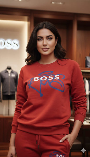 Women’s Stylish Red Sweatshirt & Jogger Set  Premium Casual