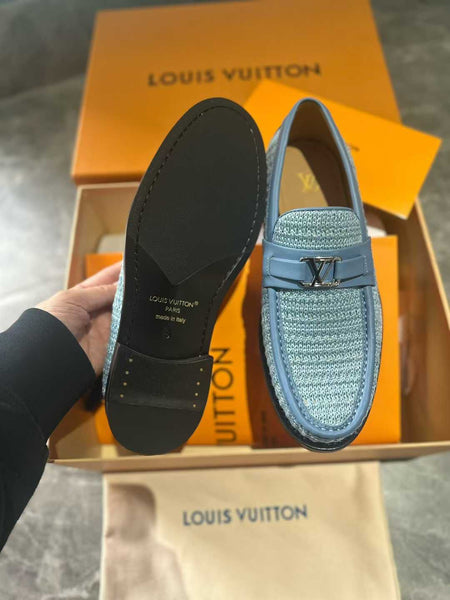Elegant Imported Sky-blue  Woven Loafers  Premium Luxury Casual Shoes