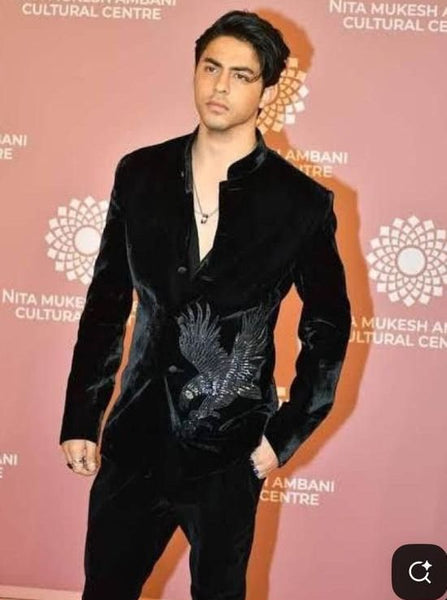 Men’s Luxury Black Embroidered Bandhgala Blazer