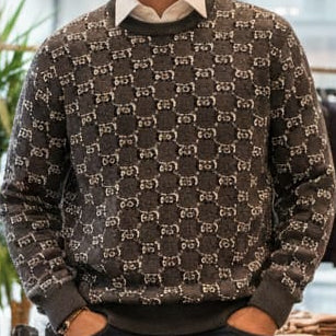 Premium Designer Monogram Knit Pullover Stylish Winter Essential