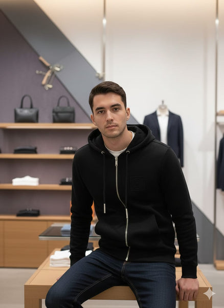 Imported Brand Zip-Up Hoodie with Modern Minimal Design