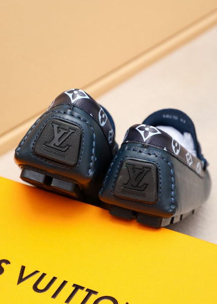 Premium Blue Men’s Designer Loafers with Metal Logo Detail