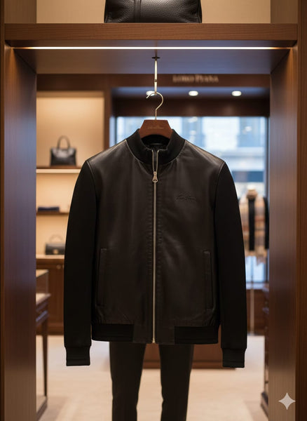 Luxury imported Brand  Classic Leather Bomber Jacket