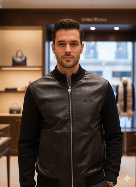 Luxury imported Brand  Classic Leather Bomber Jacket