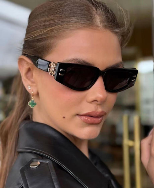 Luxury  Square Sunglasses with Gold Detail