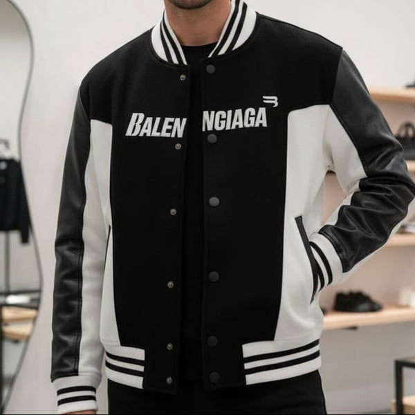 Men’s Premium Black & White Varsity Jacket – Classic Street Style