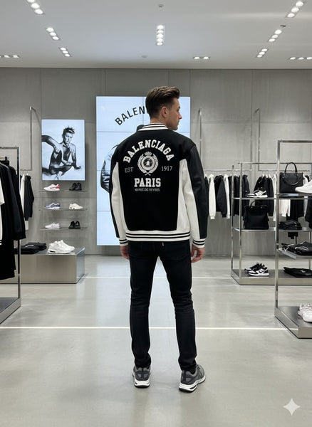 Men’s Premium Black & White Varsity Jacket – Classic Street Style