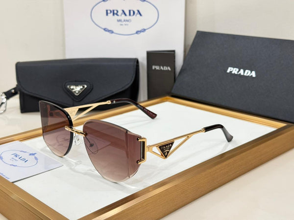 Luxury Rimless Sunglasses with Iconic Triangle Logo