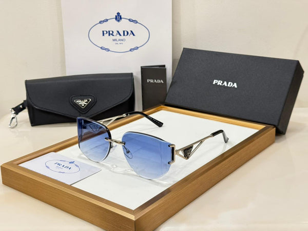 Luxury Rimless Sunglasses with Iconic Triangle Logo