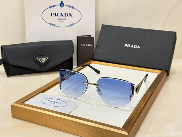 Luxury Rimless Sunglasses with Iconic Triangle Logo