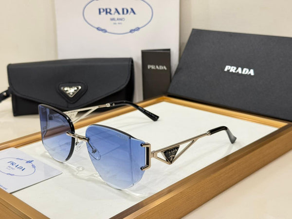 Luxury Rimless Sunglasses with Iconic Triangle Logo