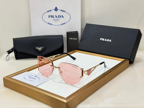 Luxury Rimless Sunglasses with Iconic Triangle Logo