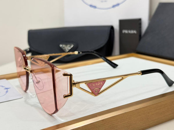 Luxury Rimless Sunglasses with Iconic Triangle Logo