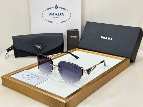 Luxury Rimless Sunglasses with Iconic Triangle Logo